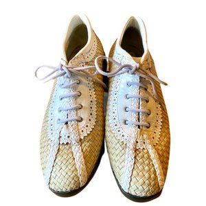 Aerogreen Women's Golf Shoes Hand Woven Italy Tan White Size 9 US